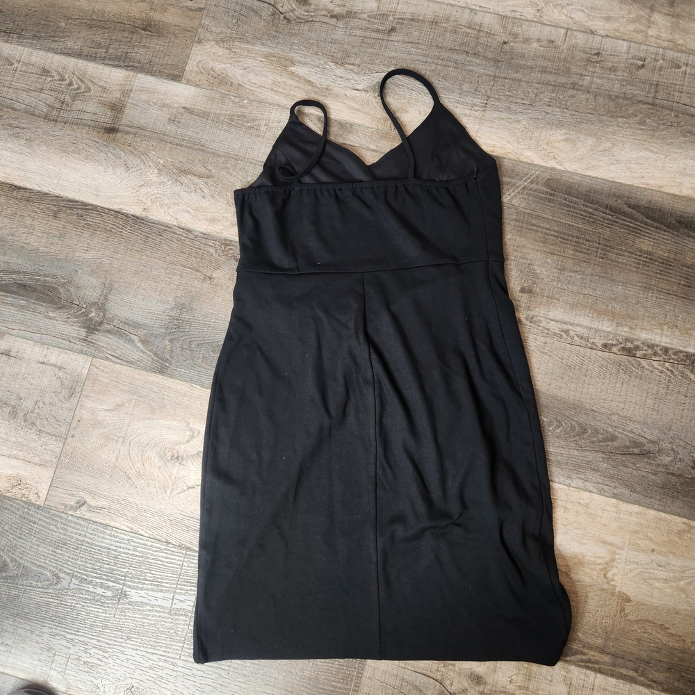 Zalalus Chic Black Ruched Spaghetti Strap Midi Dress‎ Size: XL